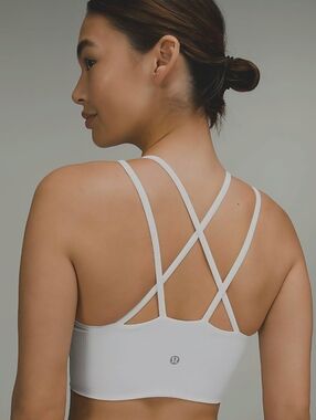 Lululemon Like a Cloud Ribbed Longline Bra Light Support, B/C Cup. White/Grey. 2